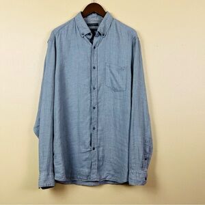Banana Republic Shirt Men Button-Up 100% Linen Size L Camden Fit